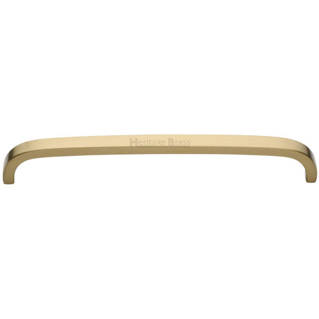This is an image of a Heritage Brass - Cabinet Pull D Shaped 203mm CTC Satin Brass Finish, c1800-203-sb that is available to order from T.H Wiggans Ironmongery in Kendal.