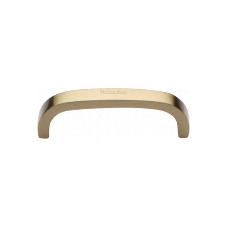 This is an image of a Heritage Brass - Cabinet Pull D Shaped 89mm CTC Satin Brass Finish, c1800-89-sb that is available to order from T.H Wiggans Ironmongery in Kendal.