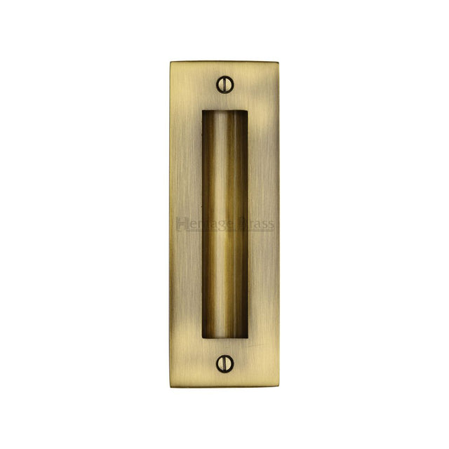 This is an image of a Heritage Brass - Flush Pull Handle 6" Antique Brass Finish, c1820-6-at that is available to order from T.H Wiggans Ironmongery in Kendal.