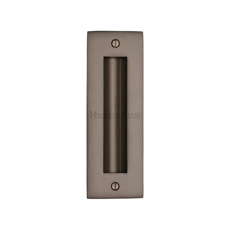 This is an image of a Heritage Brass - Flush Pull Handle 6" Matt Bronze Finish, c1820-6-mb that is available to order from T.H Wiggans Ironmongery in Kendal.