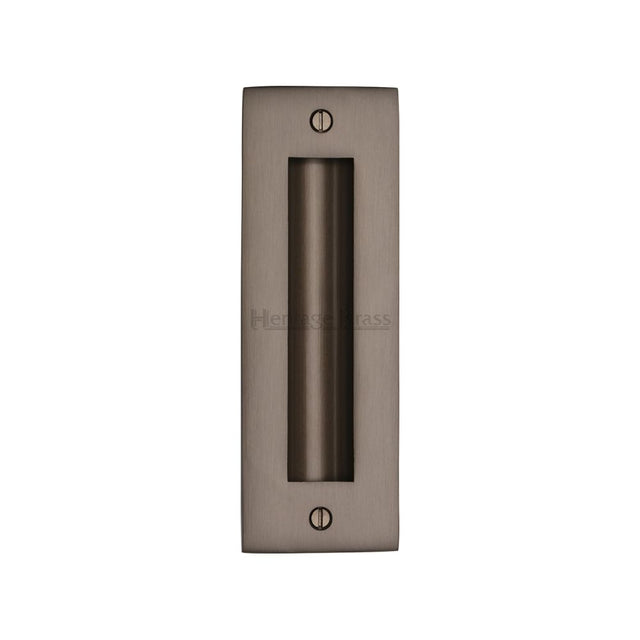 This is an image of a Heritage Brass - Flush Pull Handle 6" Matt Bronze Finish, c1820-6-mb that is available to order from T.H Wiggans Ironmongery in Kendal.