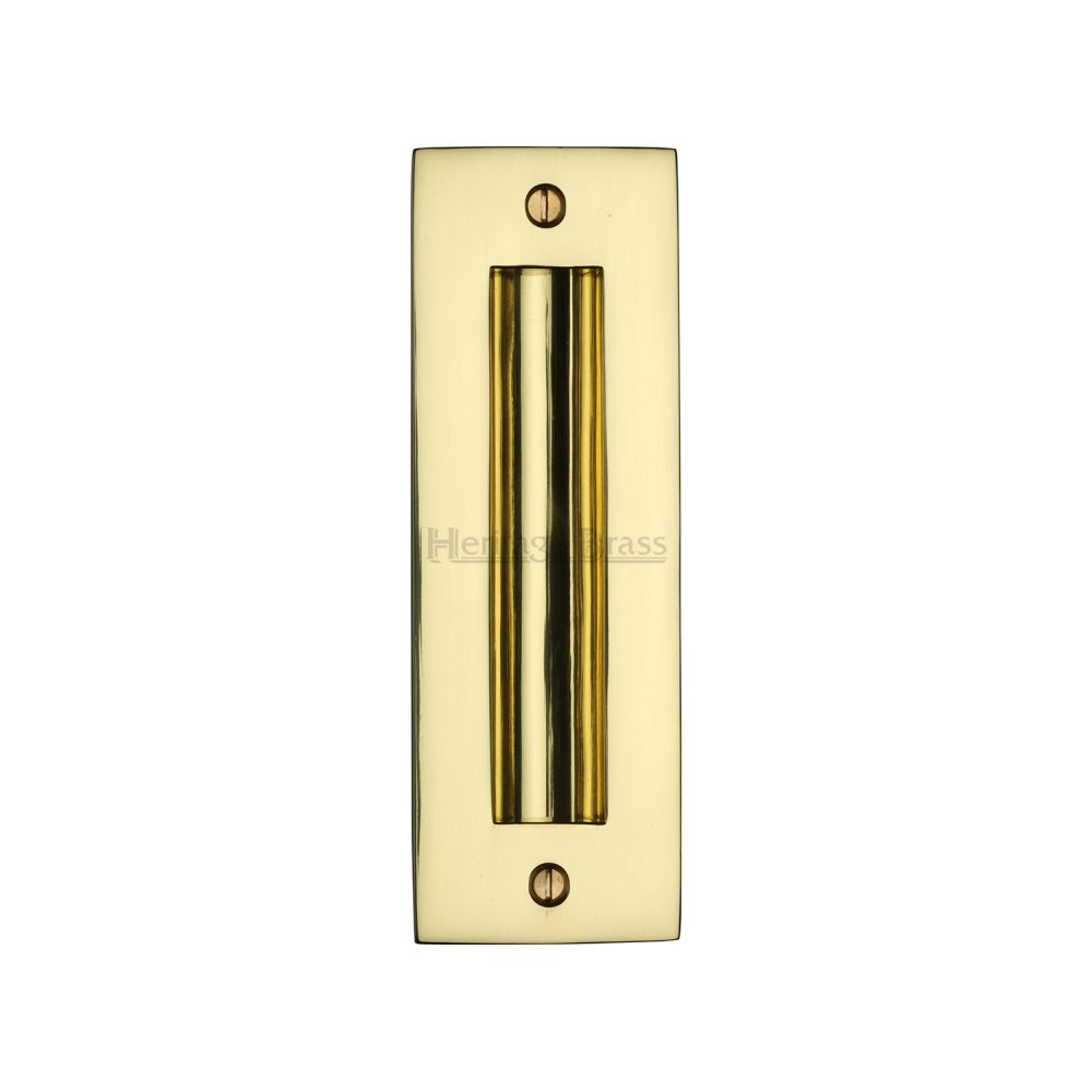 This is an image of a Heritage Brass - Flush Pull Handle 6" Polished Brass Finish, c1820-6-pb that is available to order from T.H Wiggans Ironmongery in Kendal.