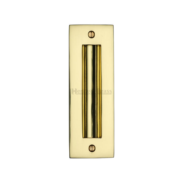 This is an image of a Heritage Brass - Flush Pull Handle 6" Polished Brass Finish, c1820-6-pb that is available to order from T.H Wiggans Ironmongery in Kendal.