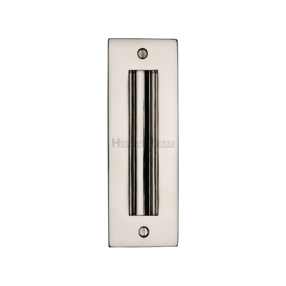 This is an image of a Heritage Brass - Flush Pull Handle 6" Polished Nickel Finish, c1820-6-pnf that is available to order from T.H Wiggans Ironmongery in Kendal.