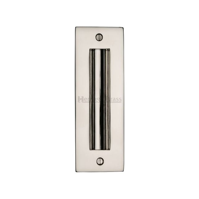 This is an image of a Heritage Brass - Flush Pull Handle 6" Polished Nickel Finish, c1820-6-pnf that is available to order from T.H Wiggans Ironmongery in Kendal.