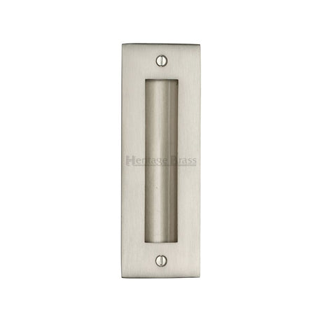 This is an image of a Heritage Brass - Flush Pull Handle 6" Satin Nickel Finish, c1820-6-sn that is available to order from T.H Wiggans Ironmongery in Kendal.