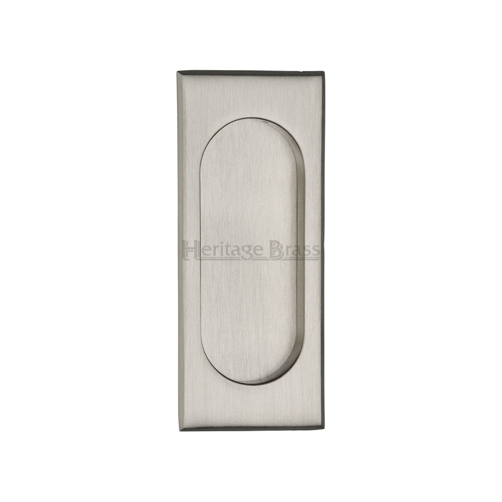 This is an image of a Heritage Brass - Flush Pull Handle 105mm Satin Nickel Finish, c1850-105-sn that is available to order from T.H Wiggans Ironmongery in Kendal.