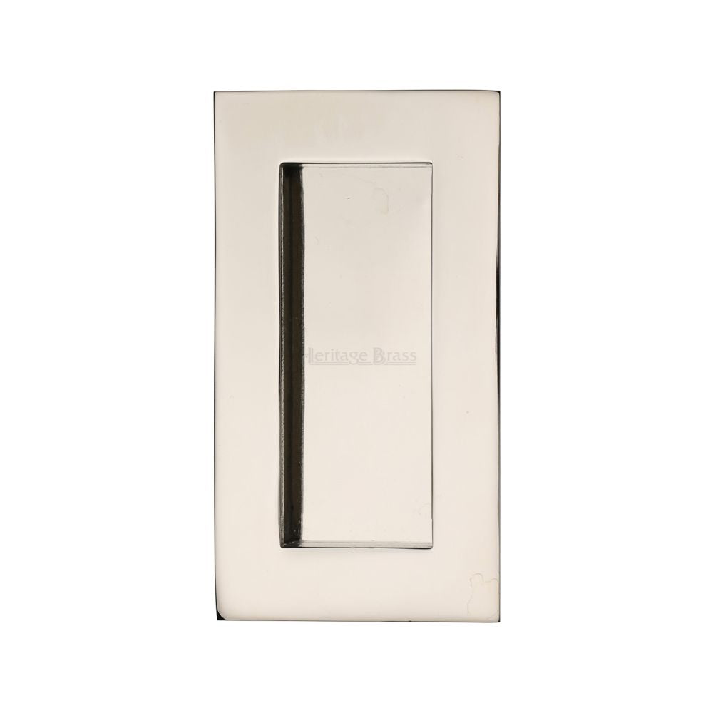 This is an image of a Heritage Brass - Rectangular Flush Pull 105 x 58mm Polished Nickel Finish, c1855-105-pnf that is available to order from T.H Wiggans Ironmongery in Kendal.