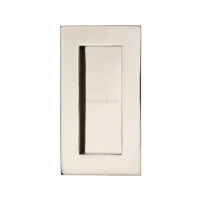 This is an image of a Heritage Brass - Rectangular Flush Pull 105 x 58mm Polished Nickel Finish, c1855-105-pnf that is available to order from T.H Wiggans Ironmongery in Kendal.