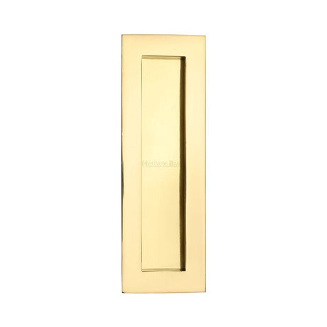 This is an image of a Heritage Brass - Rectangular Flush Pull 175 x 58mm Polished Brass Finish, c1855-175-pb that is available to order from T.H Wiggans Ironmongery in Kendal.