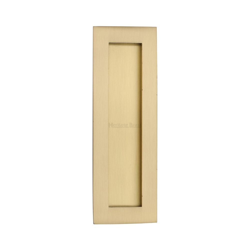 This is an image of a Heritage Brass - Rectangular Flush Pull 175 x 58mm Satin Brass Finish, c1855-175-sb that is available to order from T.H Wiggans Ironmongery in Kendal.