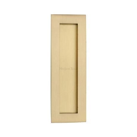 This is an image of a Heritage Brass - Rectangular Flush Pull 175 x 58mm Satin Brass Finish, c1855-175-sb that is available to order from T.H Wiggans Ironmongery in Kendal.