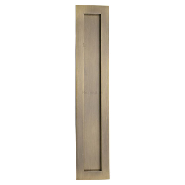 This is an image of a Heritage Brass - Rectangular Flush Pull 300 x 58mm Antique Brass Finish, c1855-300-at that is available to order from T.H Wiggans Ironmongery in Kendal.