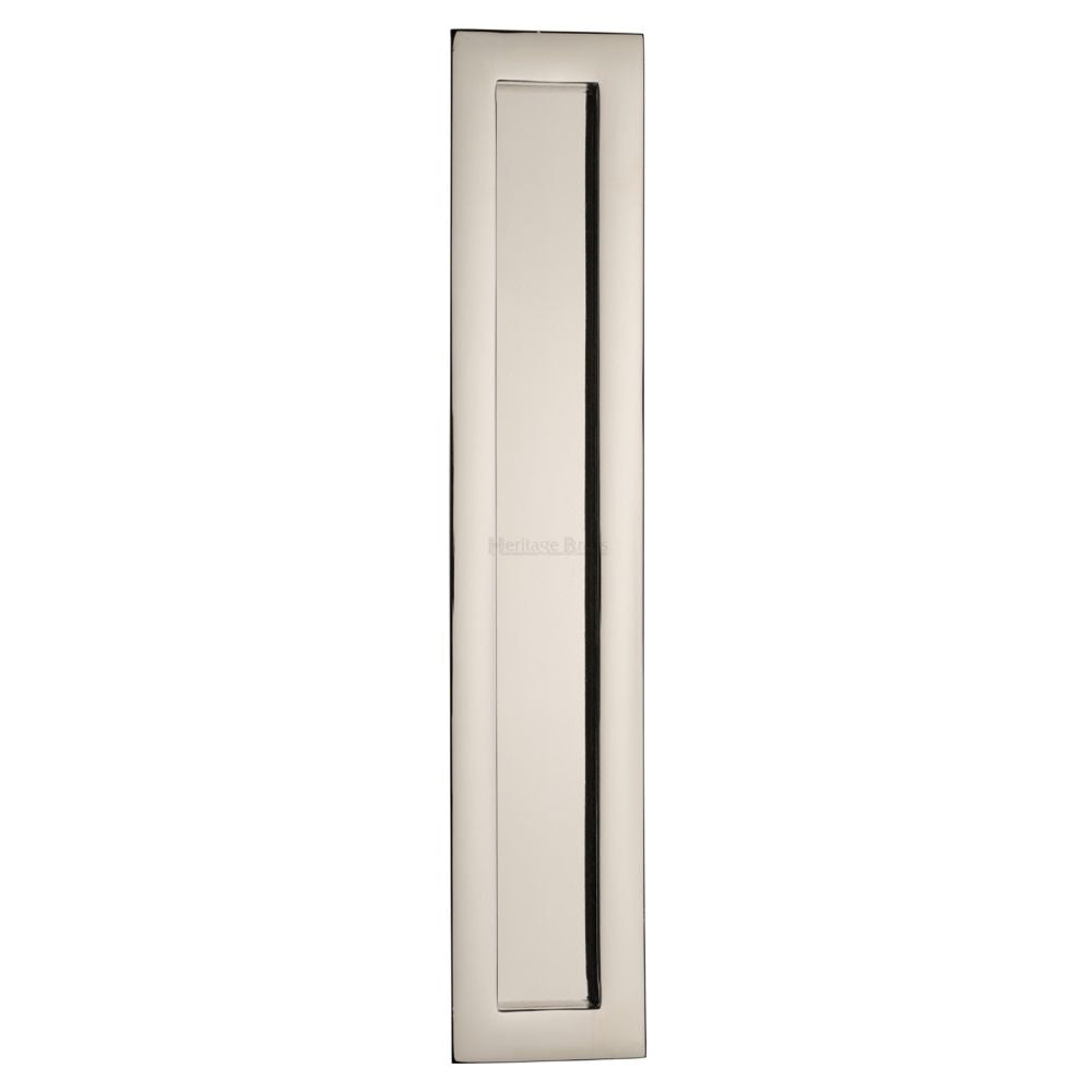 This is an image of a Heritage Brass - Rectangular Flush Pull 300 x 58mm Polished Nickel Finish, c1855-300-pnf that is available to order from T.H Wiggans Ironmongery in Kendal.