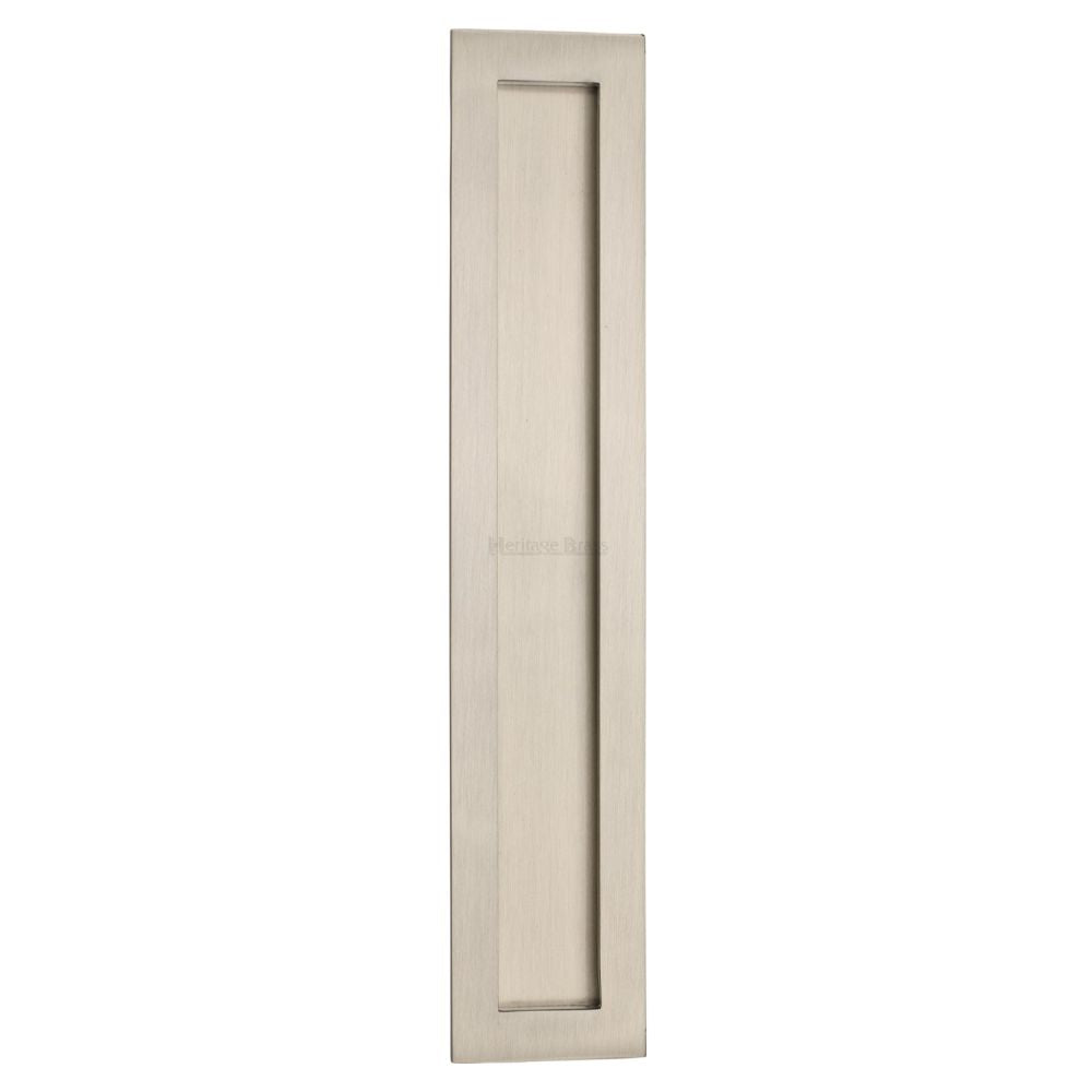 This is an image of a Heritage Brass - Rectangular Flush Pull 300 x 58mm Satin Nickel Finish, c1855-300-sn that is available to order from T.H Wiggans Ironmongery in Kendal.