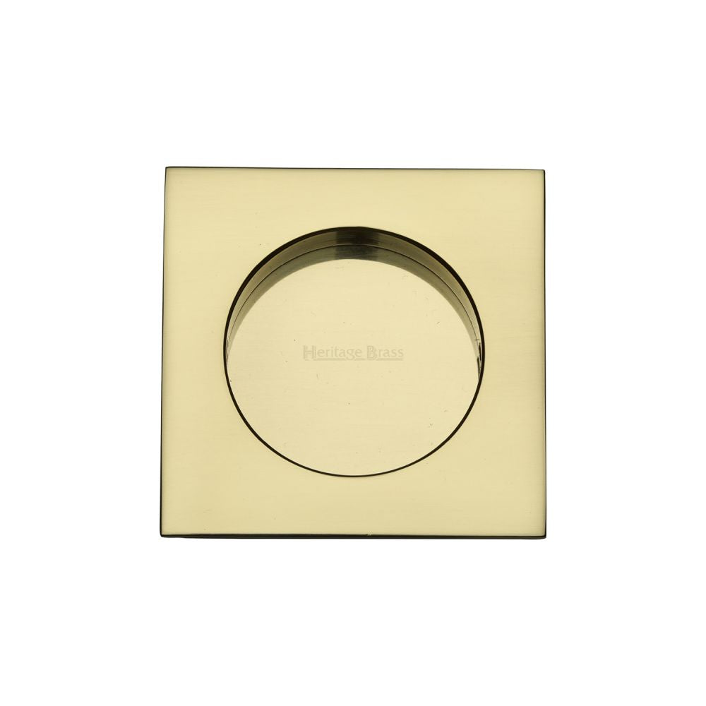 This is an image of a Heritage Brass - Square Flush Pull 63 x 63mm Polished Brass Finish, c1860-pb that is available to order from T.H Wiggans Ironmongery in Kendal.