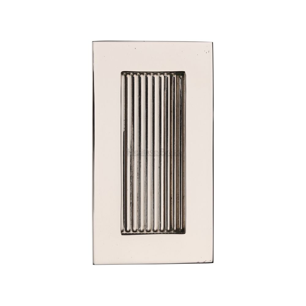 This is an image of a Heritage Brass - Reeded Rectangular Flush Pull 105 x 58mm Polished Nickel Finish, c1865-105-pnf that is available to order from T.H Wiggans Ironmongery in Kendal.