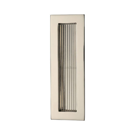 This is an image of a Heritage Brass - Reeded Rectangular Flush Pull 175 x 58mm Polished Nickel Finish, c1865-175-pnf that is available to order from T.H Wiggans Ironmongery in Kendal.