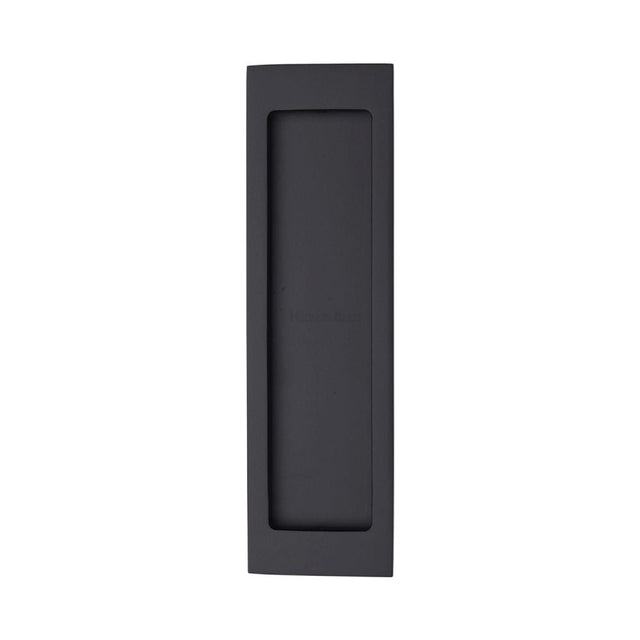 This is an image of a Heritage Brass - Flush Pull 197mm Matt Black Finish, c1872-bkmt that is available to order from T.H Wiggans Ironmongery in Kendal.