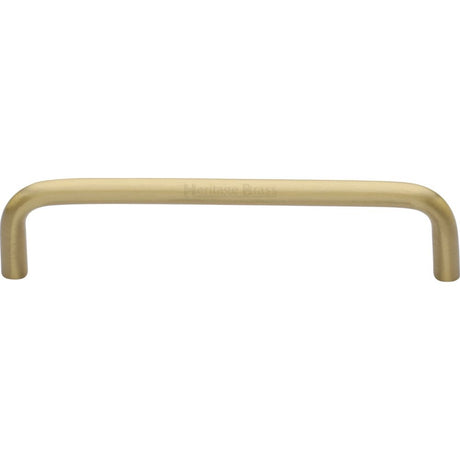 This is an image of a Heritage Brass - Cabinet Pull Wire Design 128mm CTC Satin Brass Finish, c2155-128-sb that is available to order from T.H Wiggans Ironmongery in Kendal.