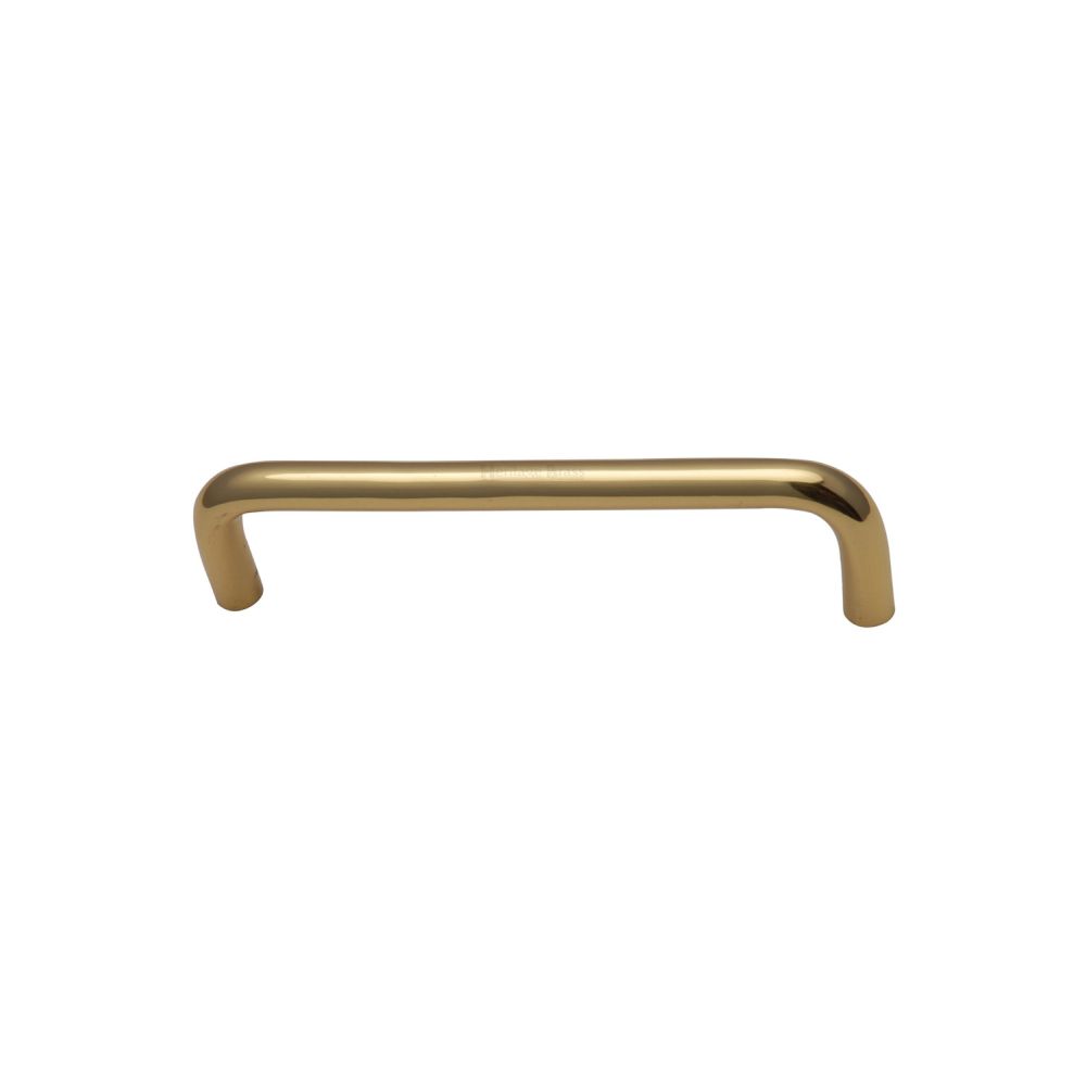 This is an image of a Heritage Brass - Cabinet Pull Wire Design 96mm CTC Polished Brass Finish, c2155-96-pb that is available to order from T.H Wiggans Ironmongery in Kendal.