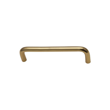 This is an image of a Heritage Brass - Cabinet Pull Wire Design 96mm CTC Polished Brass Finish, c2155-96-pb that is available to order from T.H Wiggans Ironmongery in Kendal.