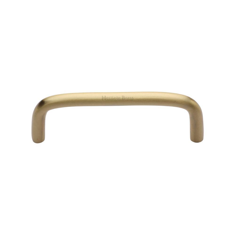 This is an image of a Heritage Brass - Cabinet Pull Wire Design 96mm CTC Satin Brass Finish, c2155-96-sb that is available to order from T.H Wiggans Ironmongery in Kendal.