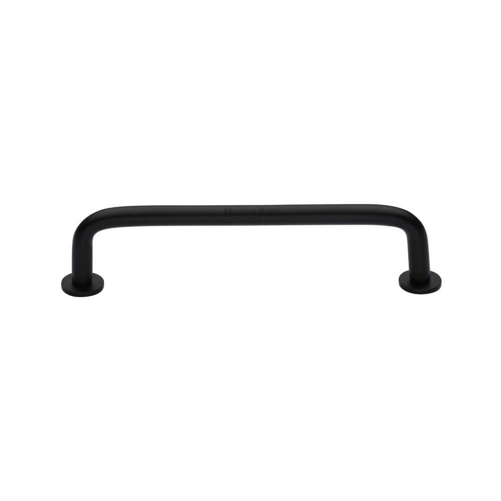 This is an image of a Heritage Brass - Cabinet Pull Wire Design with 16mm Rose 128mm CTC Matt Black Fi, c2156-128-bkmt that is available to order from T.H Wiggans Ironmongery in Kendal.