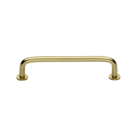 This is an image of a Heritage Brass - Cabinet Pull Wire Design with 16mm Rose 128mm CTC Polished Brass Fi, c2156-128-pb that is available to order from T.H Wiggans Ironmongery in Kendal.