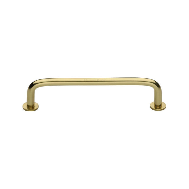 This is an image of a Heritage Brass - Cabinet Pull Wire Design with 16mm Rose 128mm CTC Polished Brass Fi, c2156-128-pb that is available to order from T.H Wiggans Ironmongery in Kendal.