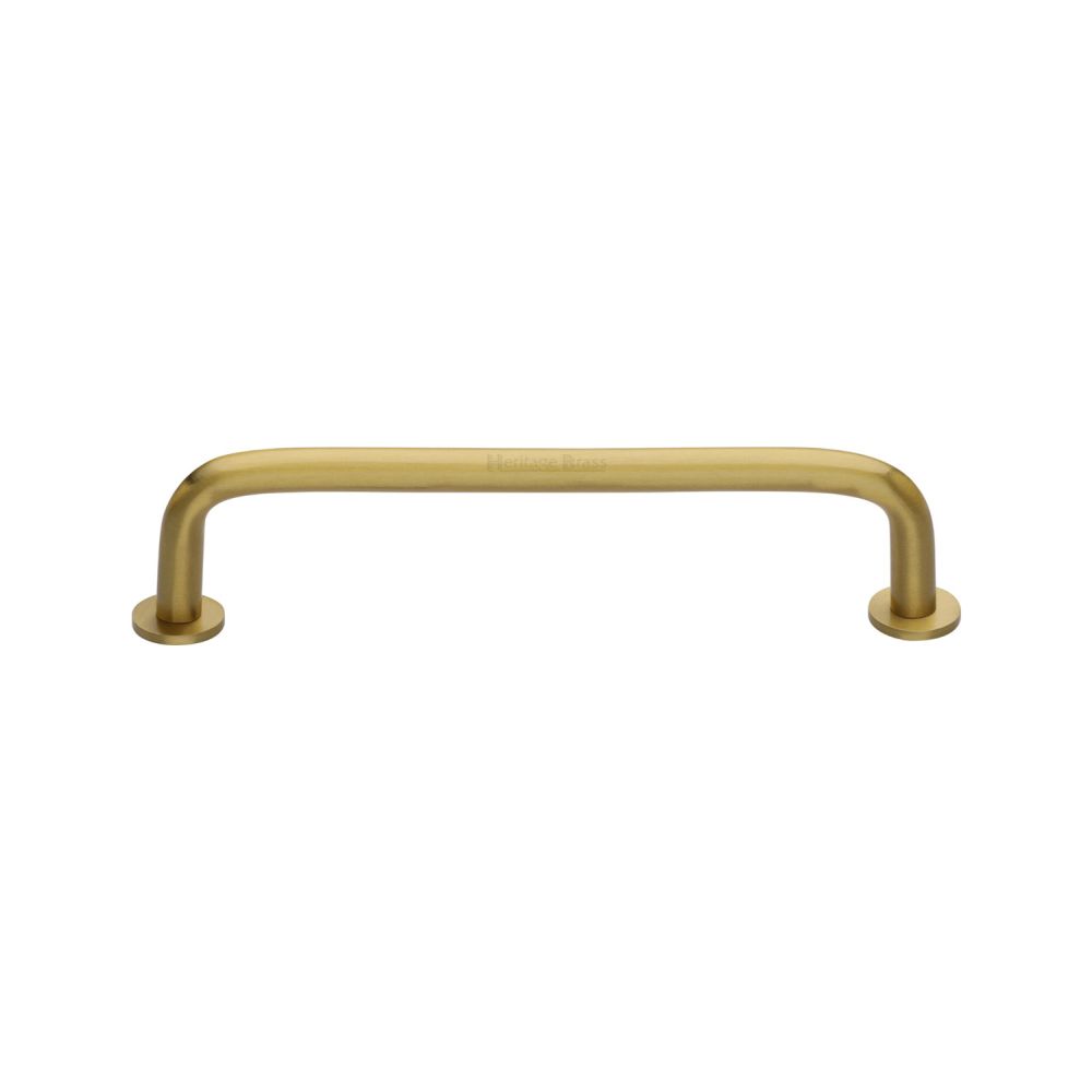 This is an image of a Heritage Brass - Cabinet Pull Wire Design with 16mm Rose 128mm CTC Satin Brass Fi, c2156-128-sb that is available to order from T.H Wiggans Ironmongery in Kendal.