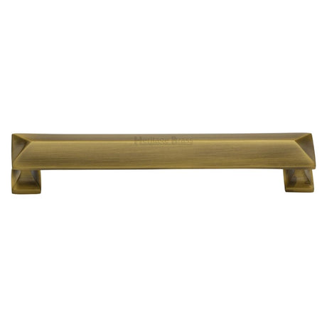 This is an image of a Heritage Brass - Cabinet Pull Pyramid Design 152mm CTC Antique Brass Finish, c2231-152-at that is available to order from T.H Wiggans Ironmongery in Kendal.