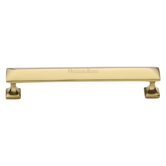 This is an image of a Heritage Brass - Cabinet Pull Pyramid Design 152mm CTC Polished Brass Finish, c2231-152-pb that is available to order from T.H Wiggans Ironmongery in Kendal.