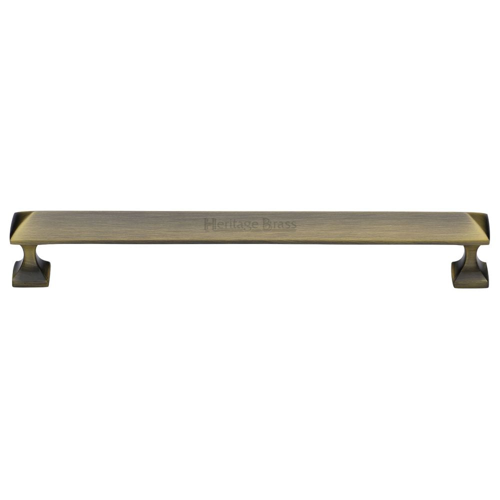 This is an image of a Heritage Brass - Cabinet Pull Pyramid Design 203mm CTC Antique Brass Finish, c2231-203-at that is available to order from T.H Wiggans Ironmongery in Kendal.