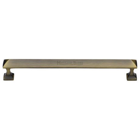 This is an image of a Heritage Brass - Cabinet Pull Pyramid Design 203mm CTC Antique Brass Finish, c2231-203-at that is available to order from T.H Wiggans Ironmongery in Kendal.