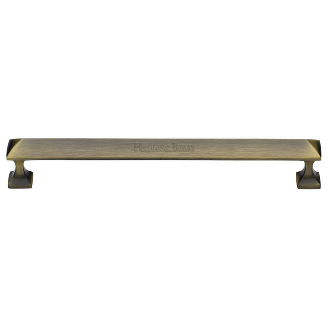 This is an image of a Heritage Brass - Cabinet Pull Pyramid Design 203mm CTC Antique Brass Finish, c2231-203-at that is available to order from T.H Wiggans Ironmongery in Kendal.