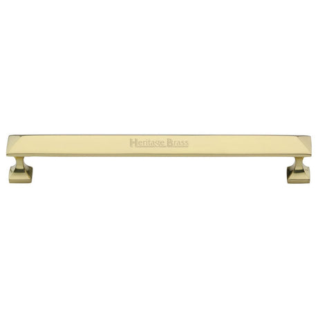This is an image of a Heritage Brass - Cabinet Pull Pyramid Design 203mm CTC Polished Brass Finish, c2231-203-pb that is available to order from T.H Wiggans Ironmongery in Kendal.