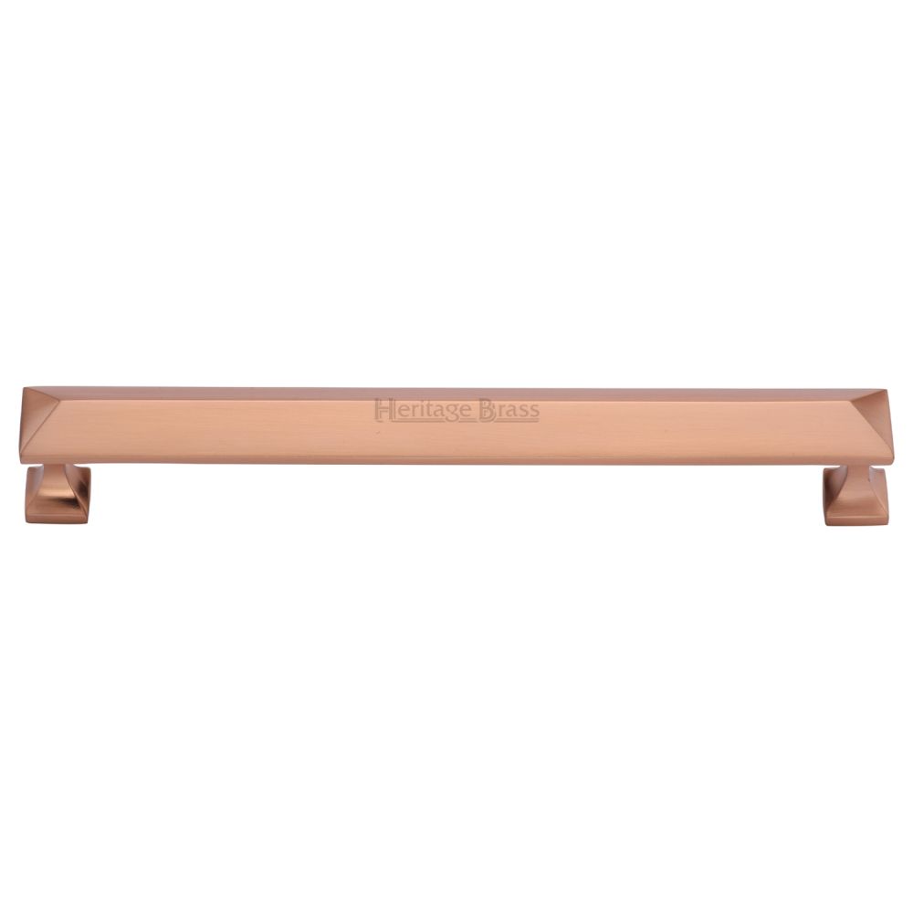 This is an image of a Heritage Brass - Cabinet Pull Pyramid Design 203mm CTC Satin Rose Gold Finish, c2231-203-srg that is available to order from T.H Wiggans Ironmongery in Kendal.