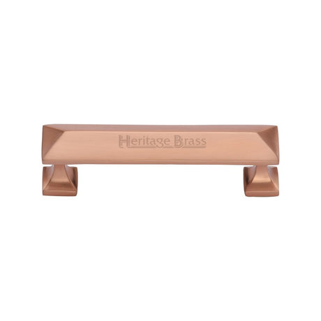This is an image of a Heritage Brass - Cabinet Pull Pyramid Design 96mm CTC Satin Rose Gold Finish, c2231-96-srg that is available to order from T.H Wiggans Ironmongery in Kendal.