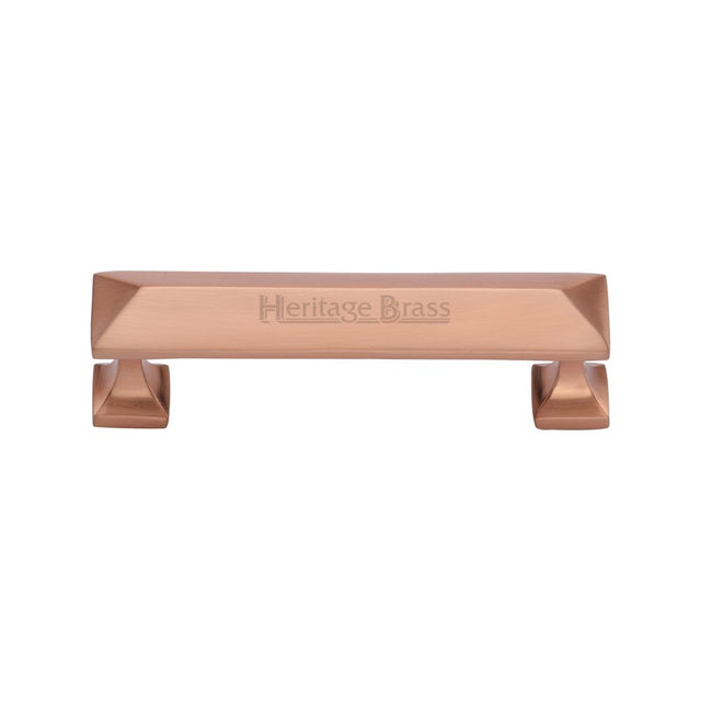 This is an image of a Heritage Brass - Cabinet Pull Pyramid Design 96mm CTC Satin Rose Gold Finish, c2231-96-srg that is available to order from T.H Wiggans Ironmongery in Kendal.