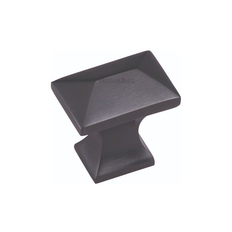 This is an image of a Heritage Brass - Cabinet Knob Pyramid Design 35mm Matt Black Finish, c2232-bkmt that is available to order from T.H Wiggans Ironmongery in Kendal.