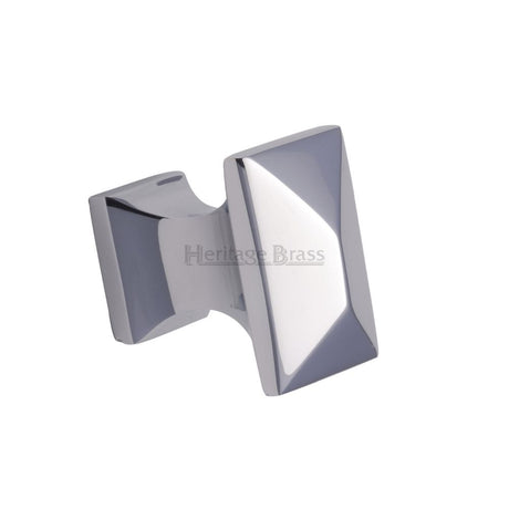 This is an image of a Heritage Brass - Cabinet Knob Pyramid Design 35mm Polished Chrome Finish, c2232-pc that is available to order from T.H Wiggans Ironmongery in Kendal.