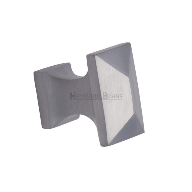 This is an image of a Heritage Brass - Cabinet Knob Pyramid Design 35mm Satin Chrome Finish, c2232-sc that is available to order from T.H Wiggans Ironmongery in Kendal.