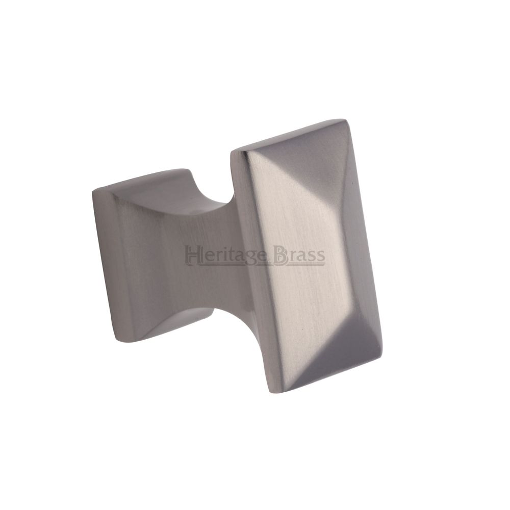 This is an image of a Heritage Brass - Cabinet Knob Pyramid Design 35mm Satin Nickel Finish, c2232-sn that is available to order from T.H Wiggans Ironmongery in Kendal.