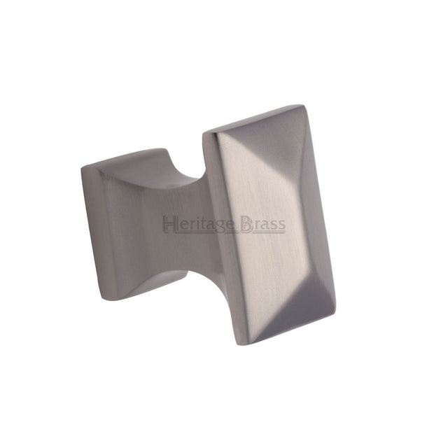 This is an image of a Heritage Brass - Cabinet Knob Pyramid Design 35mm Satin Nickel Finish, c2232-sn that is available to order from T.H Wiggans Ironmongery in Kendal.