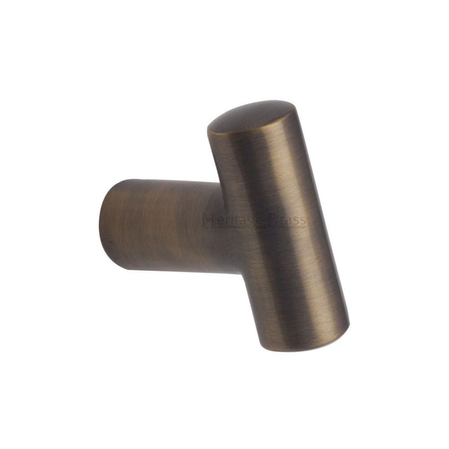 This is an image of a Heritage Brass - Cabinet Knob T Shaped 35mm Antique Brass Finish, c2234-at that is available to order from T.H Wiggans Ironmongery in Kendal.