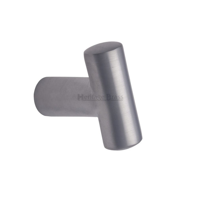 This is an image of a Heritage Brass - Cabinet Knob T Shaped 35mm Satin Chrome Finish, c2234-sc that is available to order from T.H Wiggans Ironmongery in Kendal.