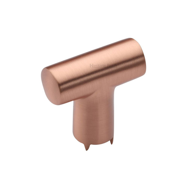 This is an image of a Heritage Brass - Cabinet Knob T Shaped 35mm Satin Rose Gold Finish, c2234-srg that is available to order from T.H Wiggans Ironmongery in Kendal.