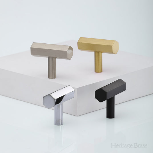 Image showing a range of cabinet T Knobs by M Marcus from the Heritage Brass Collection, available to order from T.H Wiggans Ironmongery in Kendal