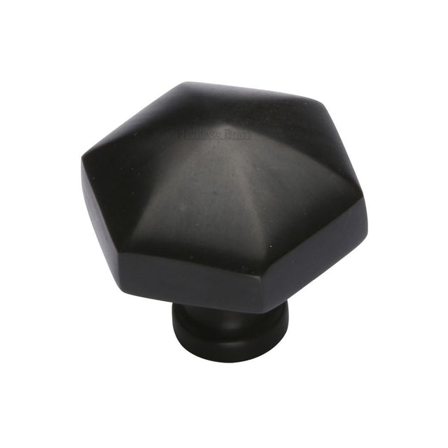 This is an image of a Heritage Brass - Cabinet Knob Classic Hexagon Design 32mm Matt Black Finish, c2238-bkmt that is available to order from T.H Wiggans Ironmongery in Kendal.